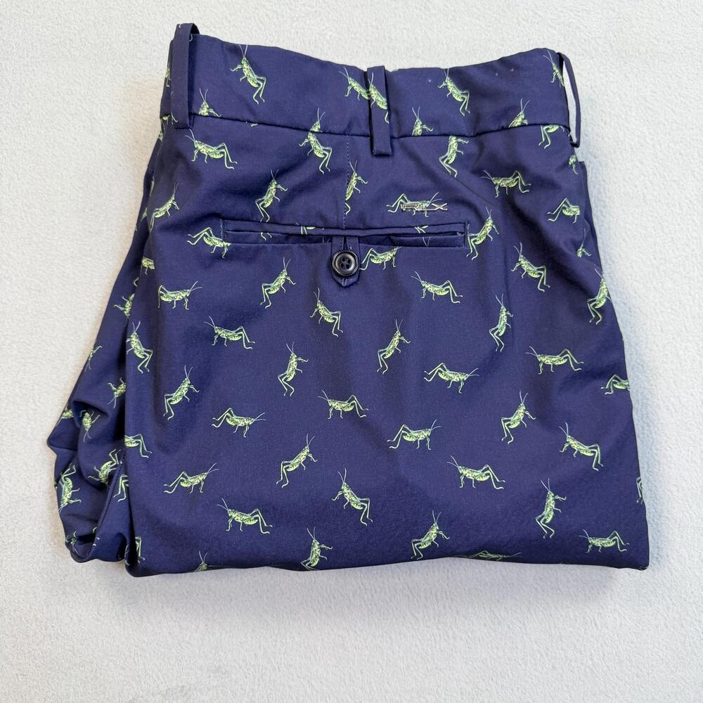 RLX Ralph Lauren Shorts Mens 36 Blue Microfiber 10 Inch Golf Grasshopper Print